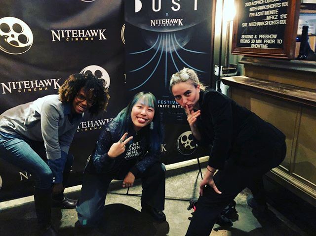 Representing #womeninscifi #womeninfilm with my #ovumshort DP @nonaiscool and Producer @s.h.a.n.n.o.n.i.g.a.n.s at #nhshorts18 #thefutureisfemale #motherfuckinggirlpower